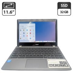 Нетбук Acer Chromebook C740 / 11.6" (1366x768) IPS / Intel Celeron 3215U (2 ядра по 1.7 GHz) / 4 GB DDR3 / 32 GB SSD / Intel HD Graphics / WebCam / ChromeOS / АКБ не тримає