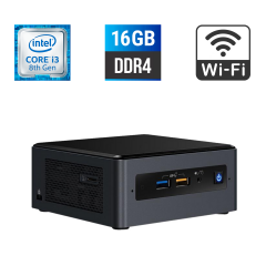 Неттоп Intel NUC NUC8BEH USFF / Intel Core i3-8109U (2 (4) ядра по 3.0 - 3.6 GHz) / 16 GB DDR4 / 256 GB SSD / Intel Iris Plus Graphics 655 / HDMI / Wi-Fi / Блок питания в комплекте