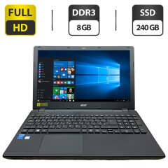 Ноутбук Acer Aspire E1-571 / 15.6" (1920x1080) TN / Intel Core i5-4258U (2 (4) ядра по 2.4 - 2.9 GHz) / 8 GB DDR3 / 240 GB SSD / Intel HD Graphics 5100 / WebCam / DVD-ROM