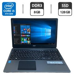 Ноутбук Acer Aspire E1-572 / 15.6" (1366x768) TN / Intel Core i5-4200M (2 (4) ядра по 2.5 - 3.1 GHz) / 8 GB DDR3 / 128 GB SSD / Intel HD Graphics 4600 / WebCam / HDMI