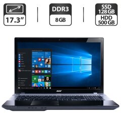 Ноутбук Acer Aspire V3-771G / 17.3" (1920x1080) TN / Intel Core i3-3110M (2 (4) ядра по 2.4 GHz) / 8 GB DDR3 / 128 GB SSD + 500 GB HDD / Intel HD Graphics 4000 / WebCam / DVD-ROM / HDMI