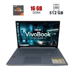 Ноутбук ASUS VivoBook M1502IA / 15.6" (1920x1080) IPS / AMD Ryzen 7 4800H (8 (16) ядер по 2.9 - 4.2 GHz) / 16 GB DDR4 / 512 GB SSD / AMD Radeon Graphics / WebCam