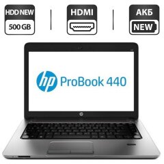 Ноутбук Б-клас HP ProBook 440 G1 / 14" (1366x768) TN / Intel Core i5-4200M (2 (4) ядра по 2.5 - 3.1 GHz) / 8 GB DDR3 / 500 GB HDD NEW / Intel HD Graphic 4600 / DVD-ROM / HDMI / АКБ NEW