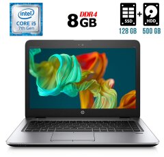 Ноутбук HP EliteBook 840 G4 / 14" (1366x768) TN / Intel Core i5-7300U (2 (4) ядра по 2.6 - 3.5 GHz) / 8 GB DDR4 / 128 GB SSD + 500 GB HDD / Intel HD Graphics 620 / WebCam / Fingerprint / USB 3.1 / DisplayPort