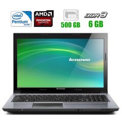 Ноутбук Lenovo V570 / 15.6" (1366x768) TN LED / Intel Pentium B980 (2 ядра по 2.4 GHz) / 6 GB DDR3 / 500 GB HDD / nVidia GeForce GT 525M, 1 GB DDR3, 128-bit / DVD-RW / АКБ 0 МИНУТ 