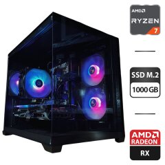 Сборка под заказ: игровой ПК Gamdias Aura GC10M ARGB Black Tower / AMD Ryzen 7 5700X (8 (16) ядер по 3.4 - 4.6 GHz) / 32 GB DDR4 / 1000 GB SSD M.2 / AMD Radeon RX 6700 XT, 12 GB GDDR6, 192-bit / 650W