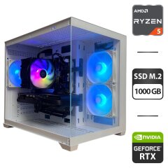 Сборка под заказ: игровой ПК Gamdias Aura GC10M ARGB White Tower / AMD Ryzen 5 7500F (6 (12) ядер по 3.7 - 5.0 GHz) / 32 GB DDR5 / 1000 GB SSD M.2 / nVidia GeForce RTX 3080, 10 GB GDDR6X, 320-bit / 850W