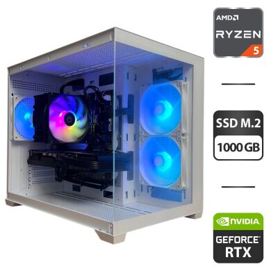 Збірка під замовлення: ігровий ПК Gamdias Aura GC10M ARGB White Tower / AMD Ryzen 5 7500F (6 (12) ядер по 3.7 - 5.0 GHz) / 32 GB DDR5 / 1000 GB SSD M.2 / nVidia GeForce RTX 3080, 10 GB GDDR6X, 320-bit / 850W