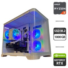 Сборка под заказ: новый игровой ПК GameMax Hype-M White Tower / AMD Ryzen 5 7500F (6 (12) ядер по 3.7 - 5.0 GHz) / 32 GB DDR5 / 1000 GB SSD M.2 / nVidia GeForce RTX 5060, 8 GB GDDR7, 128-bit / 650W
