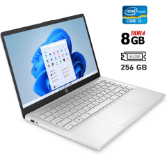 Ультрабук Б-класс HP 14-dq231wm / 14" (1366x768) TN / Intel Core i3-1115G4 (2 (4) ядра по 3.0 - 4.1 GHz) / 8 GB DDR4 / 256 GB SSD / Intel UHD Graphics / WebCam / Windows 10