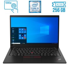 Ультрабук Б-класс Lenovo ThinkPad X1 Carbon (7th Gen) / 14" (1920x1080) IPS Touch / Intel Core i5-8365U (4 (8) ядра по 1.6 - 4.1 GHz) / 16 GB DDR3 / 256 GB SSD M.2 / Intel UHD Graphics 620 / WebCam / Fingerprint / USB 3.1 / HDMI