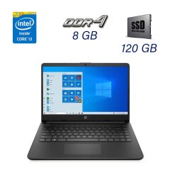 Ультрабук HP 14-dq1025nr Black / 14" (1366x768) TN / Intel Core i3-1005G1 (2 (4) ядра по 1.2 - 3.4 GHz) / 8 GB DDR4 / 120 GB SSD / WebCam / HDMI / USB 3.0