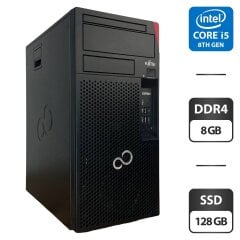 Компьютер Fujitsu Esprimo P758 E85 Tower / Intel Core i5-8400 (6 ядер по 2.8 - 4.0 GHz) / 8 GB DDR4 / 128 GB SSD / Intel UHD Graphics 630