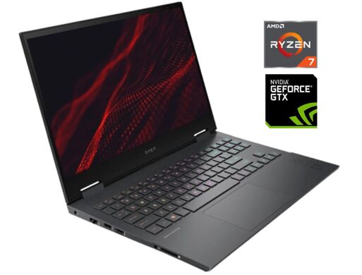 Игровой ноутбук HP Omen 15-en0023dx / 15.6" (1920x1080) IPS / AMD Ryzen 7 4800H (8 (16) ядер по 2.9 - 4.2 GHz) / 16 GB DDR4 / 1000 GB SSD / nVidia GeForce GTX 1660 Ti, 6 GB GDDR6, 192-bit / WebCam