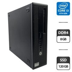 Компьютер HP EliteDesk 800 G2 SFF / Intel Core i3-6100 (2 (4) ядра по 3.7 GHz) / 8 GB DDR4 / 120 GB SSD / Intel HD Graphics 530 / DVD-ROM