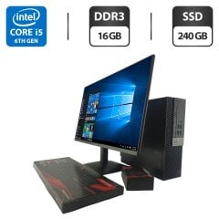 Комплект ПК: компьютер Dell OptiPlex 5040 SFF / Intel Core i5-6400 (4 ядра по 2.7 - 3.7 GHz) / 16 GB DDR3 / 240 GB SSD / Intel HD Graphics 530 + Новый монитор AOC 24B31H / 24" (1920x1080) IPS / Кабели