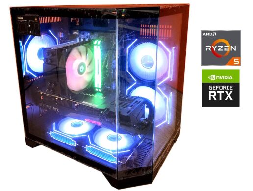 Игровой ПК Qube Crystal Black Color Tower / AMD Ryzen 5 7500F (6 (12) ядер по 3.7 - 5.0 GHz) / 32 GB DDR5 / 1000 GB SSD M.2 / nVidia GeForce RTX 5070, 12 GB GDDR7, 192-bit / 750W