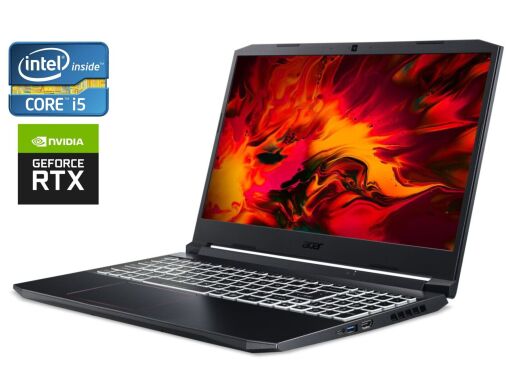 Ігровий ноутбук Acer Nitro 5 AN515-55 / 15.6" (1920x1080) IPS / Intel Core i5-10300H (4 (8) ядра по 2.5 - 4.5 GHz) / 32 GB DDR4 / 500 GB SSD / nVidia GeForce RTX 3050 Ti, 4 GB GDDR6, 128-bit / WebCam / Win 11 Home
