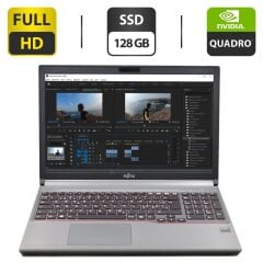 Мобільна робоча станція Fujitsu Celsius H730 / 15.6" (1920x1080) IPS / Intel Core i7-4800MQ (4 (8) ядра по 2.7 - 3.7 GHz) / 16 GB DDR3 / 128 GB SSD / nVidia Quadro K1100M, 2 GB GDDR5, 128-bit / WebCam / DVD-ROM
