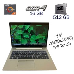 Ультрабук HP EliteBook 745 G5 / 14" (1920x1080) IPS Touch / AMD Ryzen 5 PRO 2500U (4 (8) ядра по 2.0 - 3.6 GHz) / 16 GB DDR4 / 512 GB SSD / AMD Radeon RX Vega 8 / WebCam