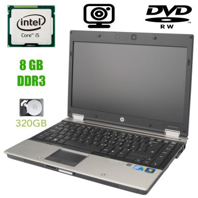 HP EliteBook 8440p / 14'' / 1600x900 / Intel Core i5-540M (2 (4) ядра по 2.53GHz) / 8 GB DDR3 / 320 GB HDD / DVD-RW / web-cam