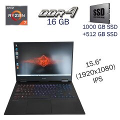 Ігровий ноутбук HP Omen 15-en1013ex / 15.6" (1920x1080) IPS / AMD Ryzen 7 5800H (8 (16) ядер по 3.2 - 4.4 GHz) / 16 GB DDR4 / 1000 GB SSD+512 GB SSD / nVidia GeForce RTX 3060, 6 GB GDDR6, 192-bit / WebCam
