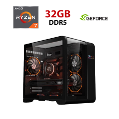 Игровой ПК 1stPlayer RT5 MONSTR Tower / AMD Ryzen 7 8700F (8 (16) ядер по 4.1 - 5.0 GHz) / 32 GB DDR5 / 2000 GB SSD / nVidia GeForce RTX 5070, 12 GB GDDR7, 192-bit