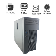 Игровой ПК Dell Precision 3620 Tower / Intel Core i5-7600K (4 (4) ядра по 3.8 - 4.2 GHz) / 16 GB DDR4 / 240 GB SSD + 1000 GB HDD / nVidia GeForce GTX 1660, 6 GB GDDR5, 192-bit / DVI, DP, HDMI