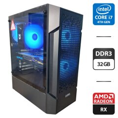 Ігровий ПК Gamdias Aura GC7 ARGB Tower / Intel Core i7-4790K (4 (8) ядра по 4.0 - 4.4 GHz) / 32 GB DDR3 / 256 GB SSD + 512 GB SSD + 500 GB HDD / AMD Radeon RX 570, 4 GB GDDR5, 256-bit / 500W