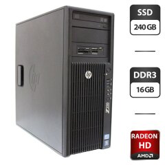 Робоча станція HP Z220 Workstation Tower / Intel Core i7-3770 (4 (8) ядра по 3.4 - 3.9 GHz) / 16 GB DDR3 / 240 GB SSD / AMD Radeon HD 7770, 1 GB GDDR5, 128-bit / DVD-ROM