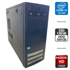 Комп'ютер NoName Tower / Intel Core i5-3470 (4 ядра по 3.2 - 3.6 GHz) / 8 GB DDR3 / 128 GB SSD + 500 GB HDD / AMD Radeon HD 5450, 1 GB GDDR3, 64-bit / DVD-ROM
