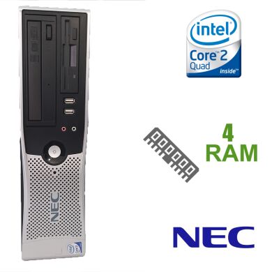 NEC Powermate F-ML470 SFF / Intel Core2Quad Q6600 (4 ядра по 2.4GHz) / 4 GB DDR2 / 160 GB HDD + Монитор Fujitsu b19-5 / 19" / 1280*1024 / DVI, VGA / встроенные колонки