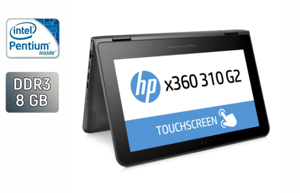 Нетбук-трансформер HP 310 g2 x360 / 11.6" (1366x768) IPS Touch / Intel Pentium N3710 (4 ядра по 1.6 - 2.56 GHz) / 8 GB DDR3 / 256 GB SSD / Intel HD Graphics / WebCam / HDMI Нетбук-трансформер HP 310 g2 x360 / 11.6" (1366x768) IPS Touch / Intel Pentium N3710 (4 ядра по 1.6 - 2.56 GHz) / 8 GB DDR3 / 256 GB SSD / Intel HD Graphics / WebCam / HDMI