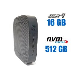 Неттоп HP t640 Thin Client USFF / AMD Ryzen R1505G (2 (4) ядра по 2.4 - 3.3 GHz) / 16 GB DDR4 / 512 GB SSD M.2 / AMD Picaso Graphics / 45W / Win 10 Pro