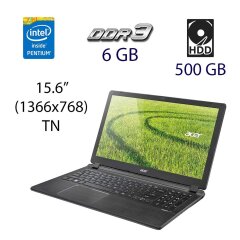 Ноутбук Acer Aspire V5 572G / 15.6" (1366x768) TN / Intel Pentium 2127U (2 ядра по 1.9 GHz) / 6 GB DDR3 / 500 GB HDD / nVidia GeForce 710M, 1 GB DDR3, 64-bit / WebCam / HDMI / АКБ тримає 30-60 хвилин