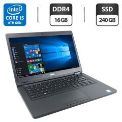 Ноутбук Dell Latitude 5491 / 14" (1366x768) TN / Intel Core i5-8400H (4 (8) ядра по 2.5 - 4.2 GHz) / 16 GB DDR4 / 240 GB SSD / Intel UHD Graphics 630 / WebCam