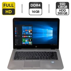 Ноутбук HP EliteBook 840 G4 / 14" (1920x1080) TN / Intel Core i5-7300U (2 (4) ядра по 2.6 - 3.5 GHz) / 16 GB DDR4 / 128 GB SSD + 500 GB HDD / Intel HD Graphics 620 / WebCam / Windows 10 Pro