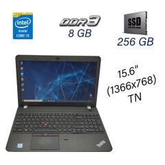 Ноутбук Lenovo ThinkPad E560 / 15.6" (1366x768) TN / Intel Core i5-6200U (2 (4) ядра по 2.3 - 2.8 GHz) / 8 GB DDR3 / 256 GB SSD / WebCam / DVD-ROM / USB 3.0 / HDMI