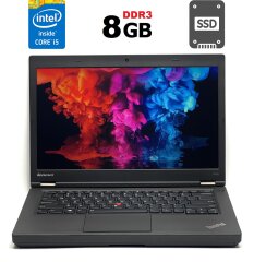 Ноутбук Lenovo ThinkPad T440p / 14" (1366x768) TN / Intel Core i5-4210M (2 (4) ядра по 2.6 - 3.2 GHz) / 8 GB DDR3 / 120 GB SSD / Intel HD Graphics 4600 / WebCam / DVD-ROM / miniDP