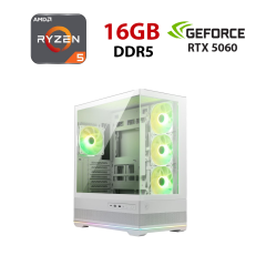 Новый игровой ПК Ice MAG PANO 110R PZ WHITE Tower / AMD Ryzen 5 8400F (6 (12) ядер по 4.2 - 4.7 GHz) / 16 GB DDR5 / 960 GB SSD / nVidia GeForce RTX 5060, 8 GB GDDR7, 128-bit
