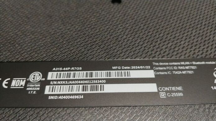 Новый ультрабук Acer Aspire 3 15 A315-44P-R7GS / 15.6" (1920x1080) TN / AMD Ryzen 7 5700U (8 (16) ядер по 1.8 - 4.3 GHz) / 16 GB DDR4 / 512 GB SSD / AMD Radeon Graphics / WebCam / Win 11 