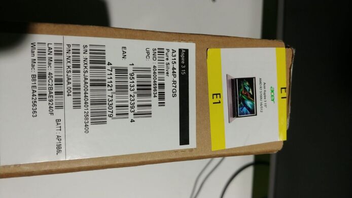 Новый ультрабук Acer Aspire 3 15 A315-44P-R7GS / 15.6" (1920x1080) TN / AMD Ryzen 7 5700U (8 (16) ядер по 1.8 - 4.3 GHz) / 16 GB DDR4 / 512 GB SSD / AMD Radeon Graphics / WebCam / Win 11 