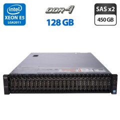 Сервер Dell PowerEdge R730xd 24SFF 2U Rack / 2x Intel Xeon E5-2667 v4 (8 (16) ядер по 3.2 - 3.6 GHz) / 128 GB DDR4 / 2x 450 GB SAS / Matrox G200eR2 / 2x 750W