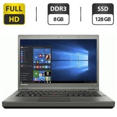 Ноутбук Lenovo ThinkPad T440p / 14" (1920x1080) TN / Intel Core i7-4600M (2 (4) ядра по 2.9 - 3.6 GHz) / 8 GB DDR3 / 128 GB SSD / Intel HD Graphics 4600