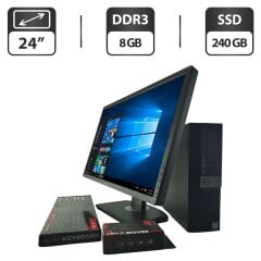 Комплект ПК: компьютер Dell OptiPlex 3040 SFF / Intel Core i5-6400 (4 ядра по 2.7 - 3.7 GHz) / 8 GB DDR3 / 240 GB SSD / Intel HD Graphics 530 + Монитор 24" (1920x1080) TN / Разные бренды