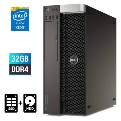 Игровой ПК Dell Precision 5810 Tower / Intel Xeon E5-1630 v4 (4 (8) ядра по 3.7 - 4.0 GHz) / 32 GB DDR4 ECC / 240 GB SSD + 1000 GB HDD / nVidia GeForce GTX 1050, 2 GB GDDR5, 128-bit / 685W / DVD-RW