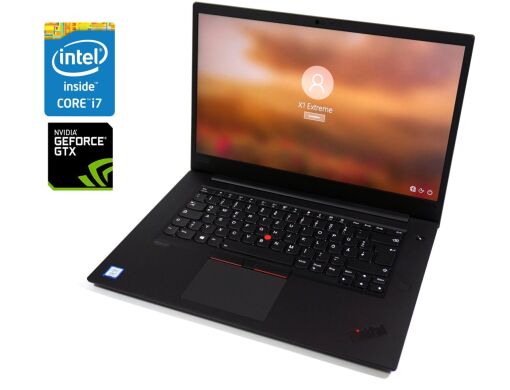 Ігровий ультрабук Б-клас Lenovo ThinkPad X1 Extreme Gen2 / 15.6" (1920x1080) IPS / Intel Core i7-9750H (6 (12) ядер по 2.6 - 4.5 GHz) / 8 GB DDR4 / 256 GB SSD / nVidia GeForce GTX 1650 Max-Q, 4 GB GDDR6, 128-bit / WebCam