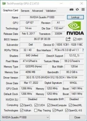 Дискретная видеокарта nVidia Quadro P1000, 4 GB GDDR5, 128-bit / miniDP / SFF