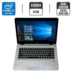 Ультрабук Б-класс HP EliteBook 840 G3 / 14" (1920x1080) TN / Intel Core i7-6600U (2 (4) ядра по 2.6 - 3.4 GHz) / 8 GB DDR4 / 256 GB SSD + 500 GB HDD / Intel HD Graphics 520 / WebCam / Windows 10 Pro