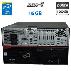Комп'ютер Fujitsu Esprimo D757 E90+ SFF / Intel Core i5-6500 (4 ядра по 3.2 - 3.6 GHz) / 16 GB DDR4 / 1000 GB SSD / Intel HD Graphics 530 / Windows 11 Pro